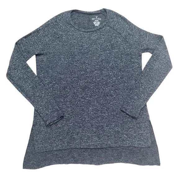 American Eagle Soft & Sexy Plush Long Sleeve Oversized Tunic Top XS Heather Gray - Picture 3 of 12